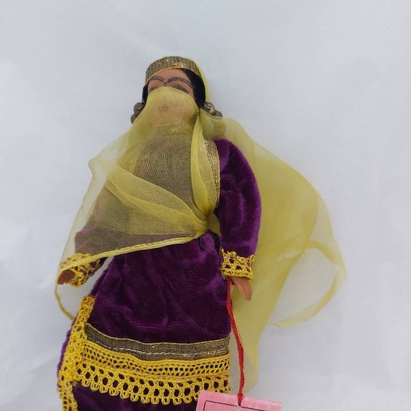 Vintage North African doll, Jamila dancer doll with passport, traditional dress, national costume doll collectible handmade display doll