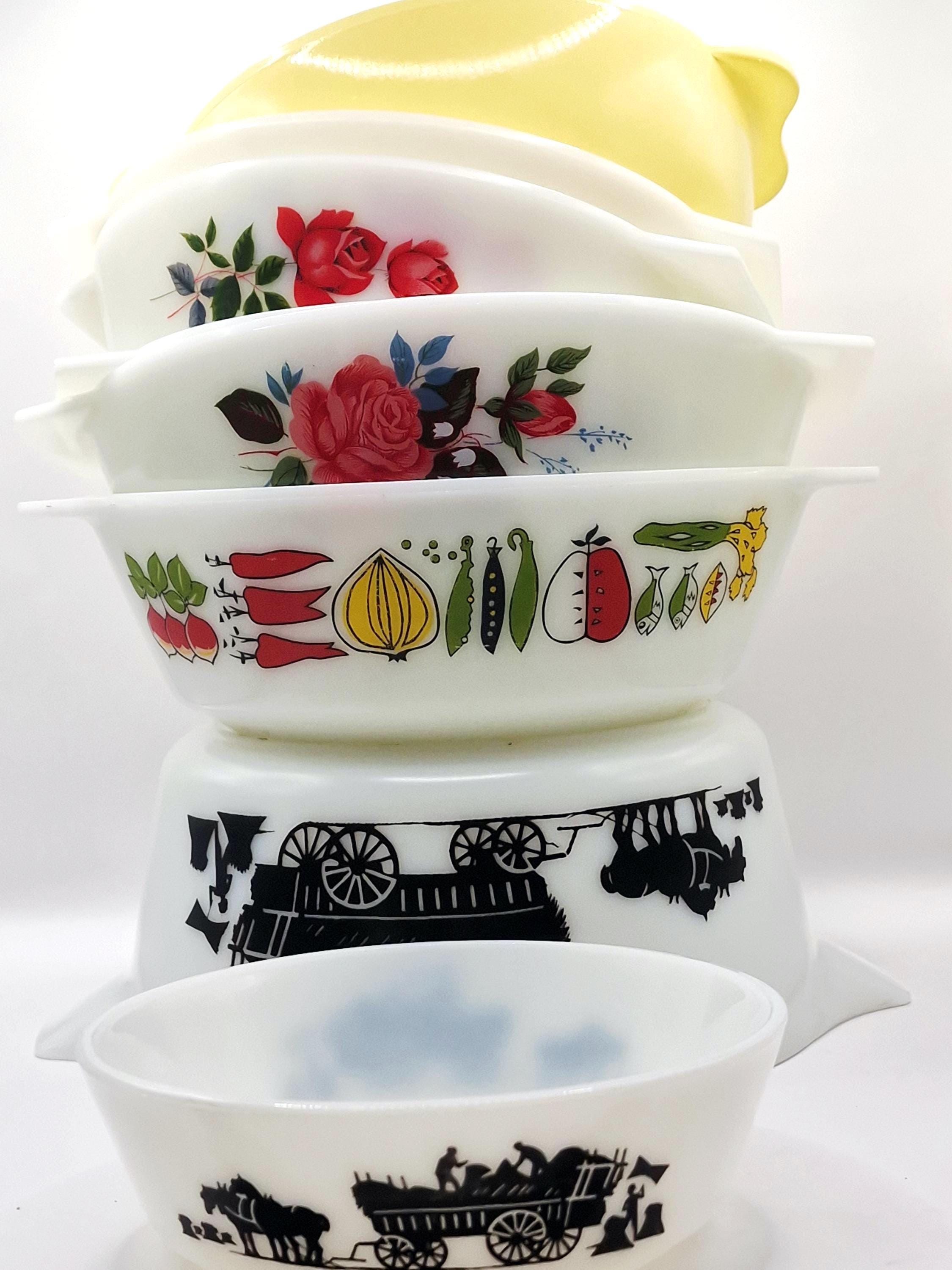 Vintage JAJ Pyrex Casserole Dish: June Rose & Cottage Rose Floral