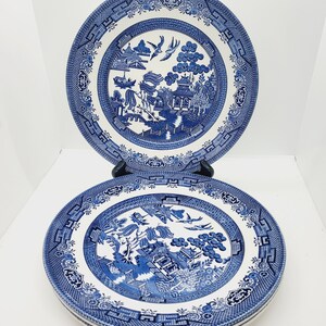 Churchill blue Willow dinner plate, ten available.