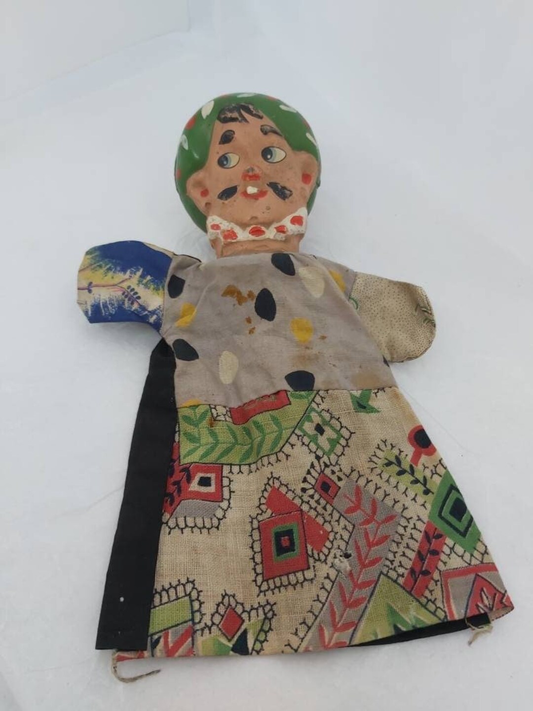 Vintage Hand Puppet, Spanish, Mexican Man Glove Puppet, Papiermâché