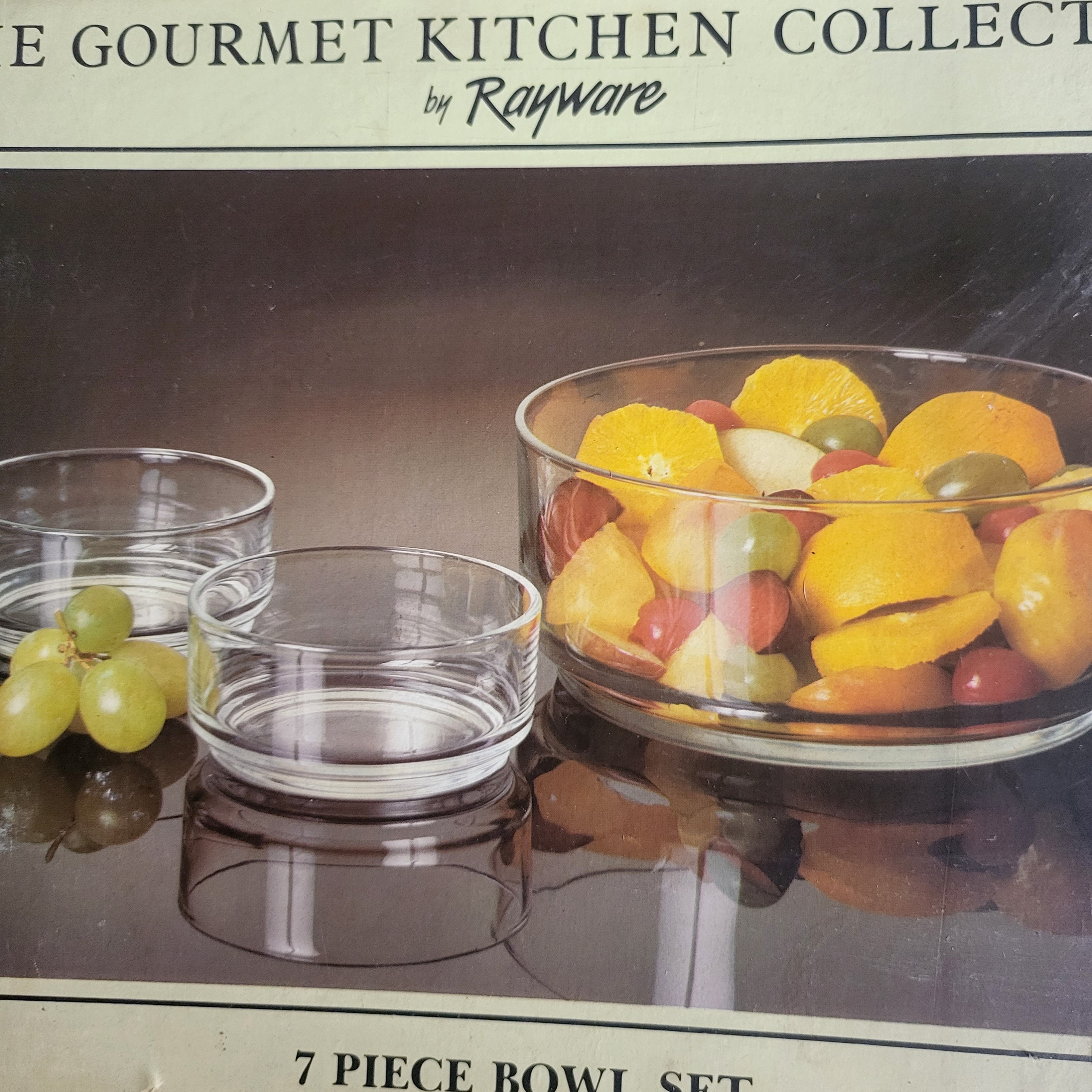 MCM Starburst Large Glass Bowls Set of 2 Ravenhead Sunburst Whitefire  Vintage Salad Fruit Bowl Trifle Dish Home Decor 