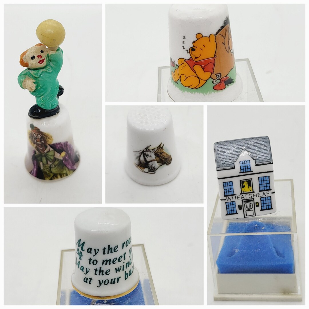 Porcelain Thimble, Clown, Horses, Winnie the Pooh, House Pub Inn, or ...