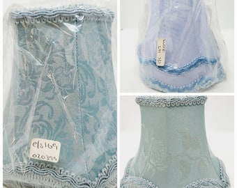 Vintage Tassel Lamp Shade: Blue Floral Candle Clip-On Shade