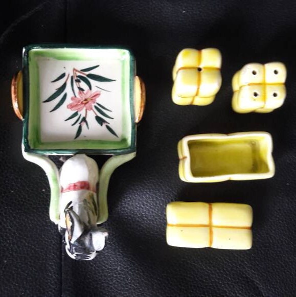 Donkey cruet set salt and pepper pot pony cart 1960's Etsy
