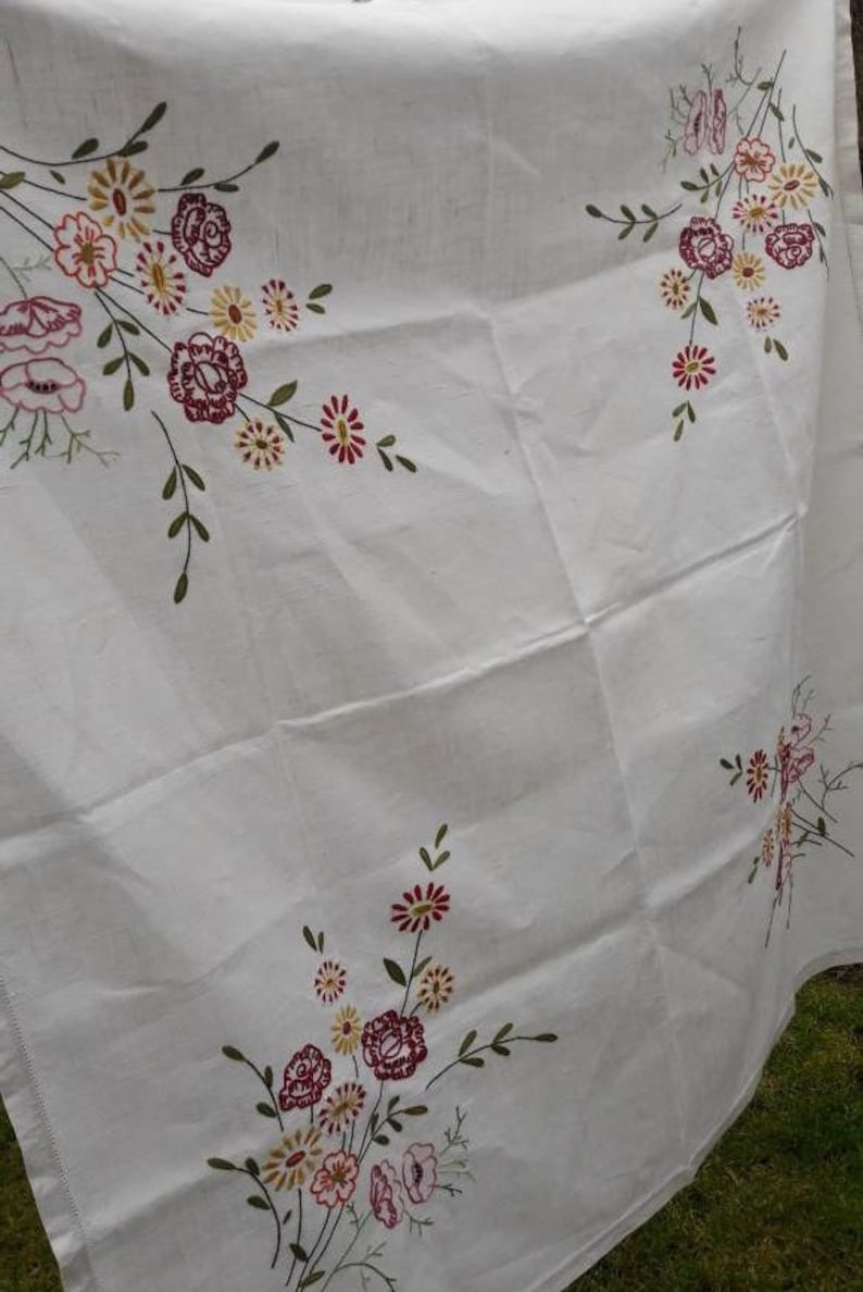 UK/_ EG/_ Retro Letter Pattern Tablecloth Cotton Linen Table Cover Home Decor Gift