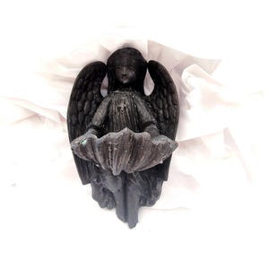 Antique French Angel water font, metal statue wall decor