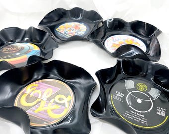 Upcycled Vinyl Record Bowl: Elton John, ELO, Queen