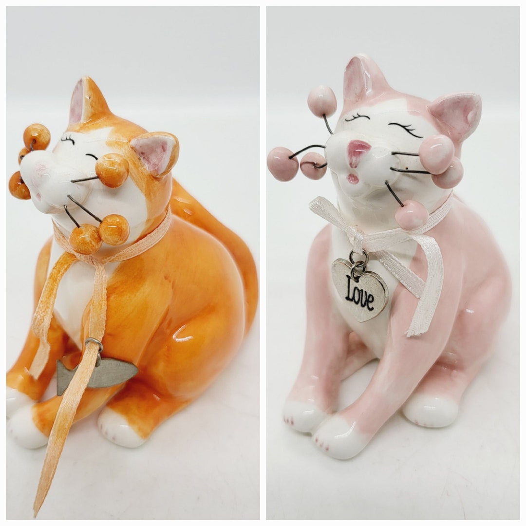Amy Lacombe Cat Figurine, Blue Black Swirl, Blue, Orange or Amy Lacombe Cat Figurine, Blue Black Swirl, Blue, Orange or