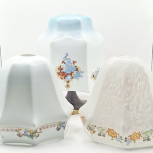 Vintage Art Deco Floral Glass Lamp Shade: Milk Glass or Mottled