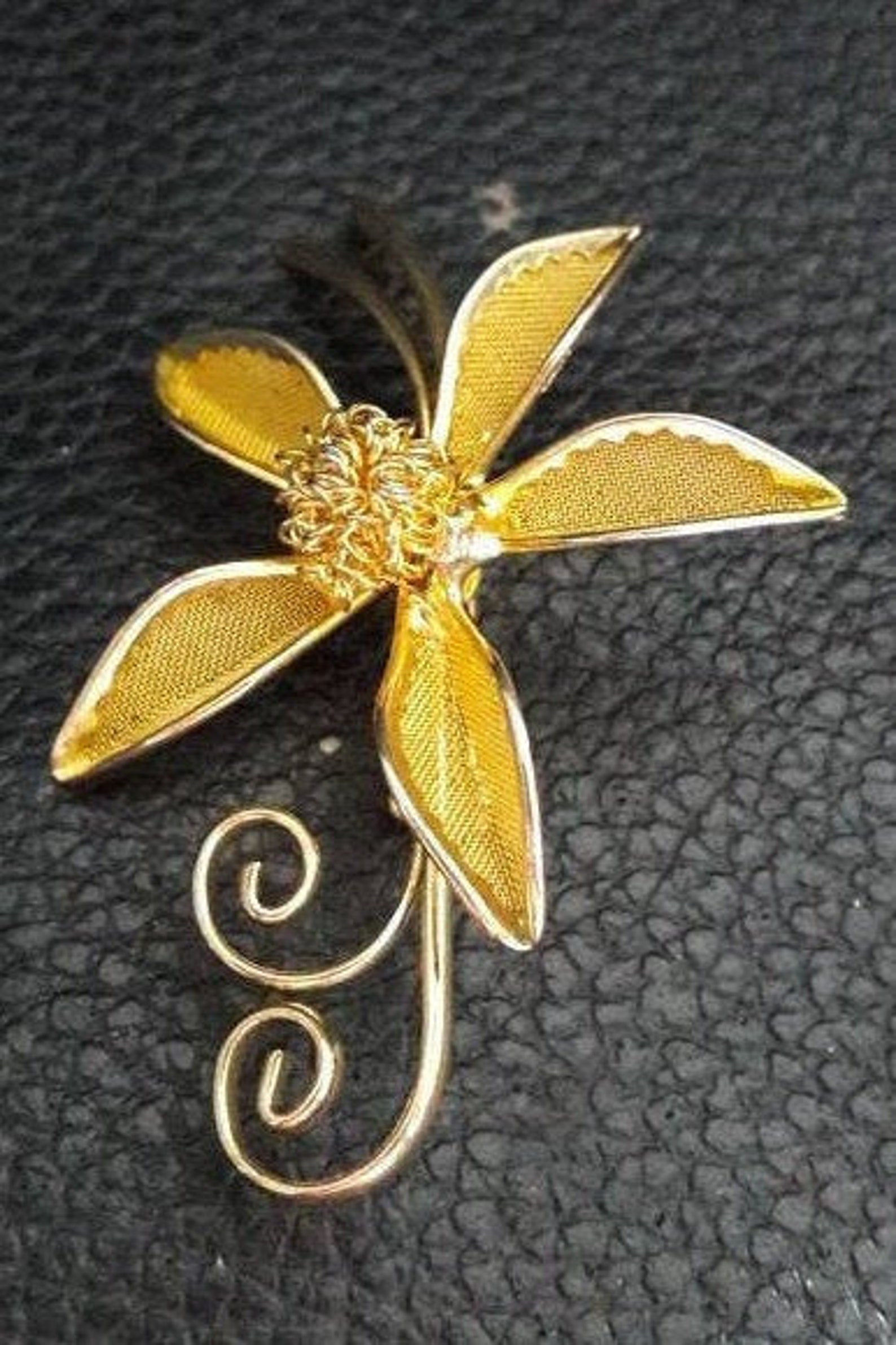 Gold tone flower brooch lapel pin coat pin dress pin jacket Etsy
