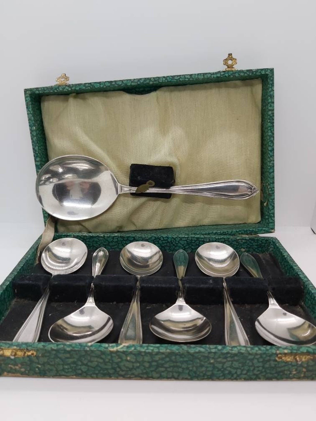 EPNS Dessert Spoons and Server Boxed Set, Fruit Spoons, Soup Spoons