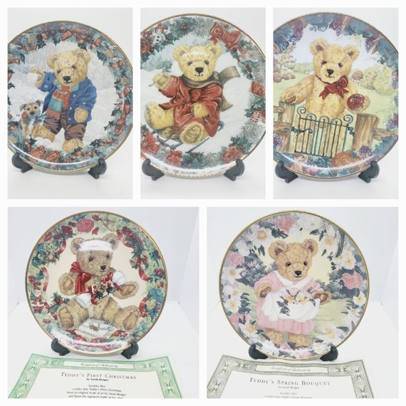 Franklin Mint Teddy Bear Collector Plate: 22k Gold Gilding