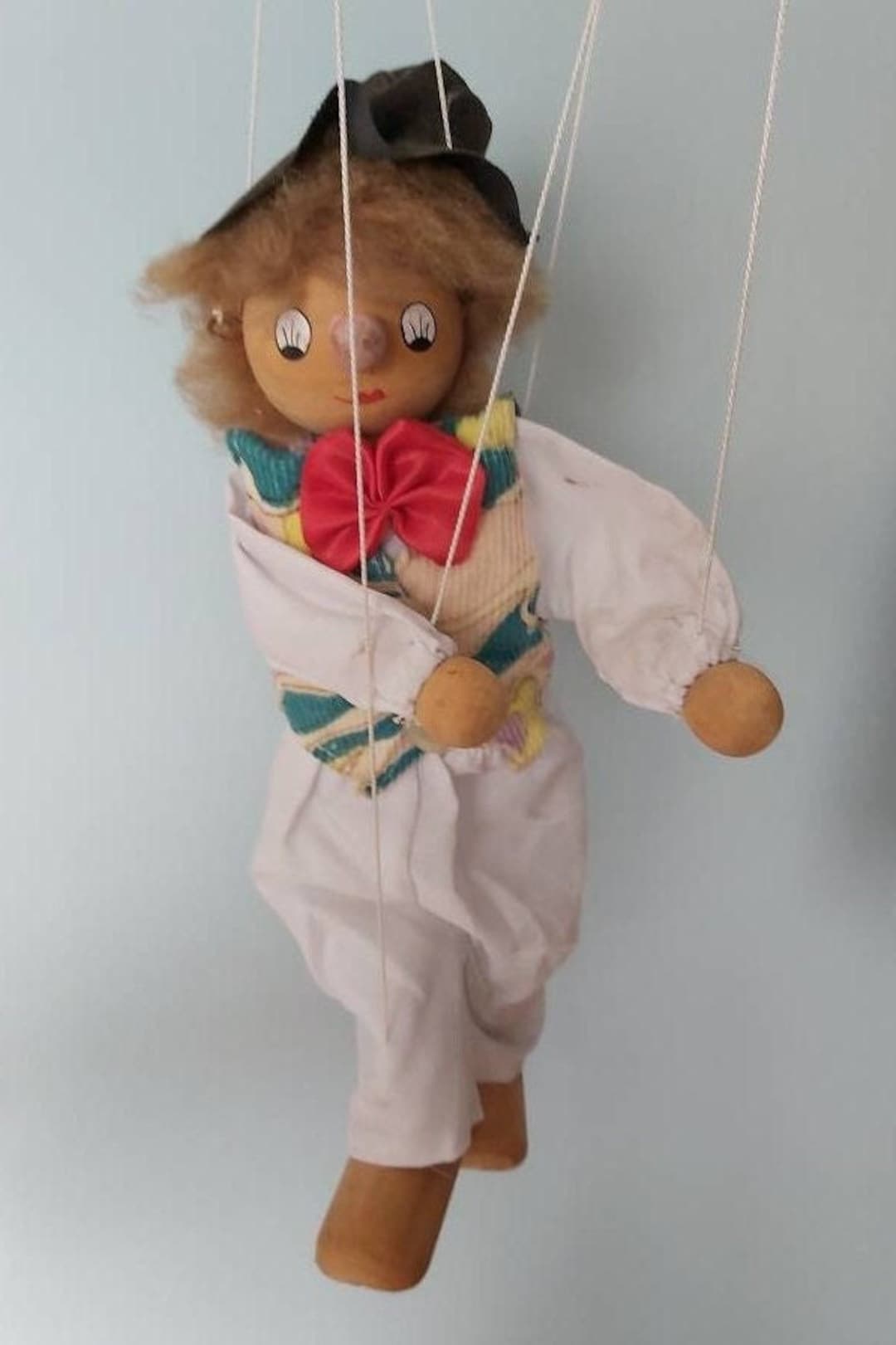 Marionette Puppet Wood String Puppet Man Clown Like Puppet Vintage