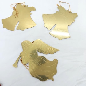 Vintage Avon Christmas Ornament: Etched Brass Bell or Angel