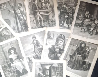 Victorian Print: Cottager and Artisan Book Page, Black & White Gallery Wall Art