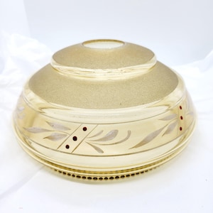 Glass pendant light shade, lamp shade,  brown, gold, frosted hand painted vintage 1930&#39;s home gift lighting decor
