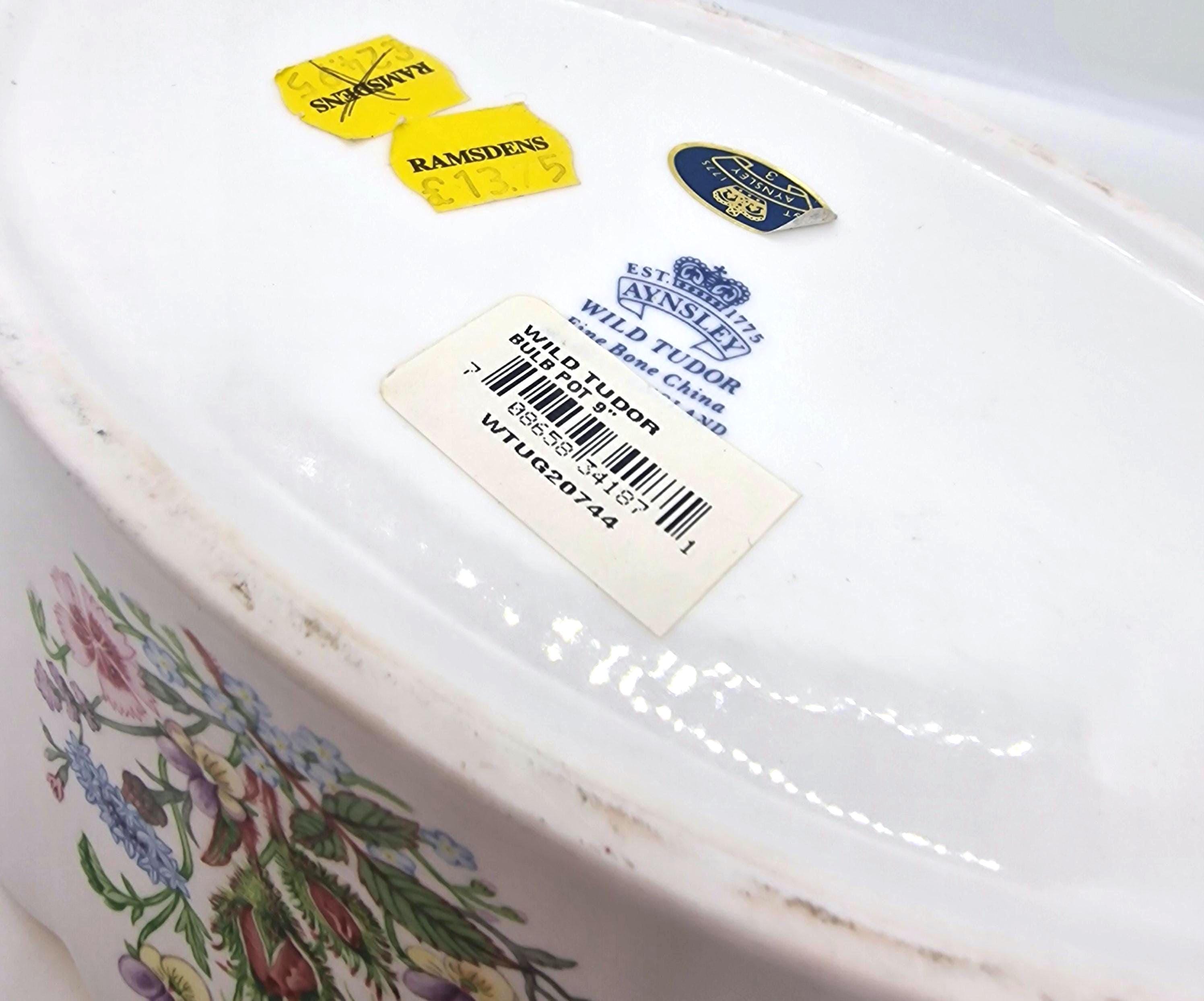 Aynsley Wild Tudor Bulb Pot, Fine Bone China Planter, Vintage