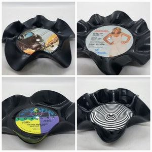 Upcycled Vinyl Record Bowl: Music Decor, 80s Pop/Rock, Pet shop boys, Blondie, OMD, Black Sabbath