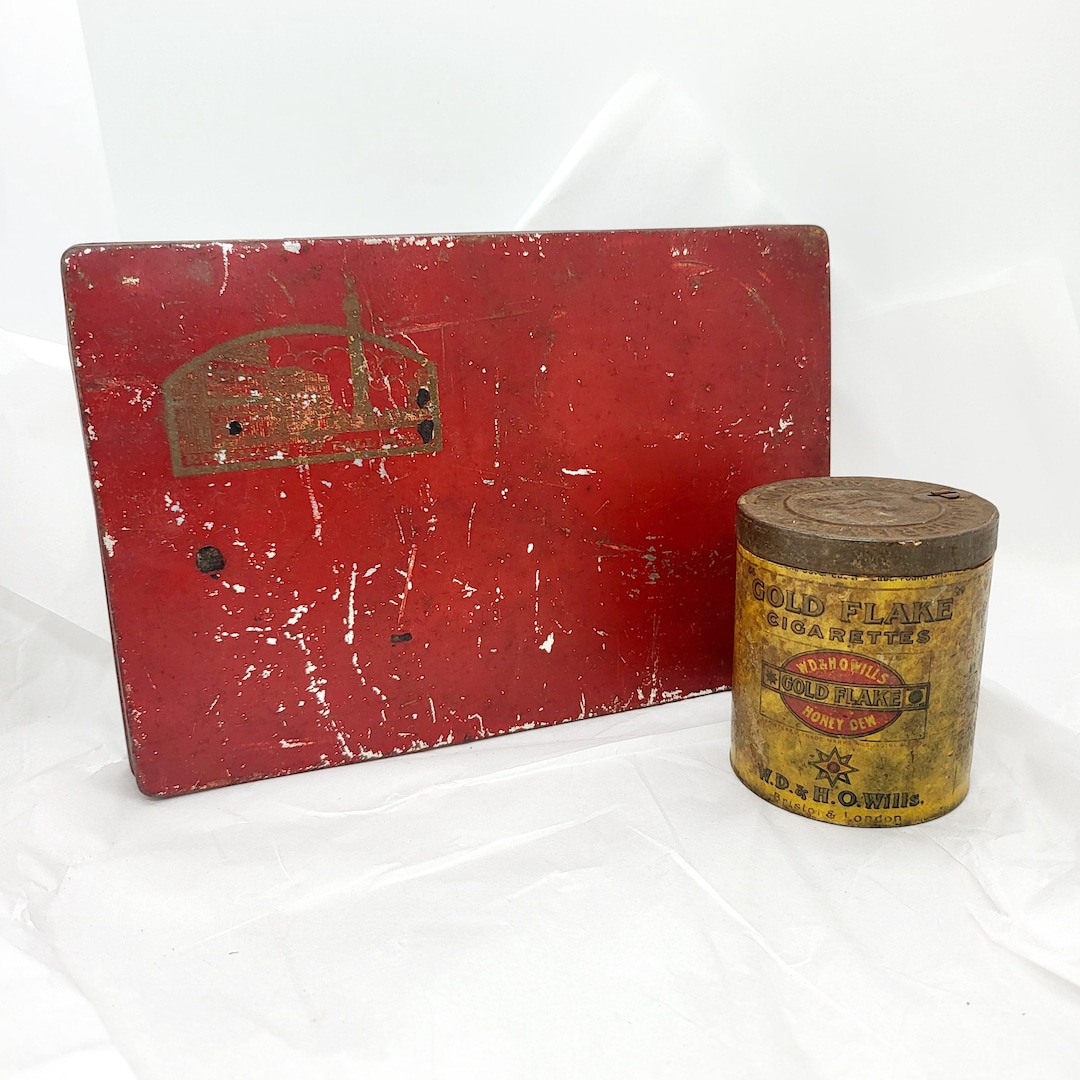 Cigarette tin, Rothmans Pall Mall Virginia hinged tin, W D H O Wills Gold  Flake rare antique, vintage smoking, tobacco collectibles gift