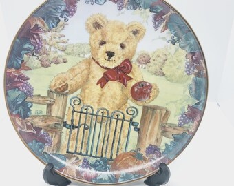 Franklin Mint Teddy Bear Collector Plate: 22k Gold Gilding