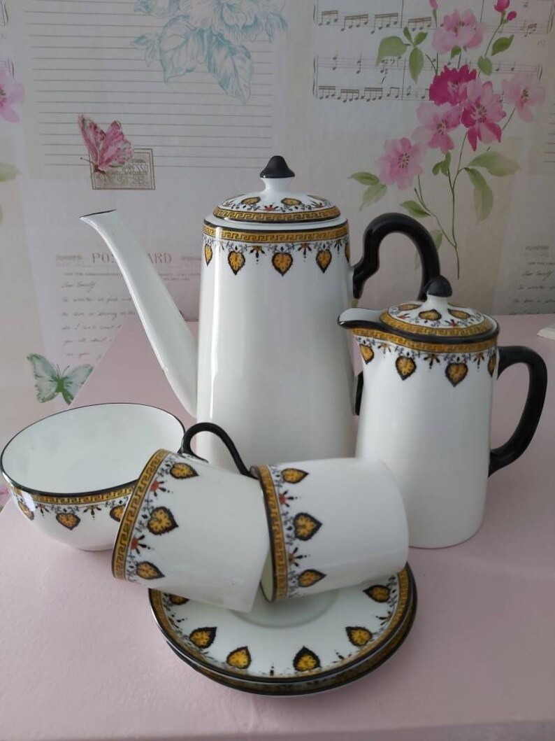 Collingwood china Tea set tea for two yellow and black art Etsy