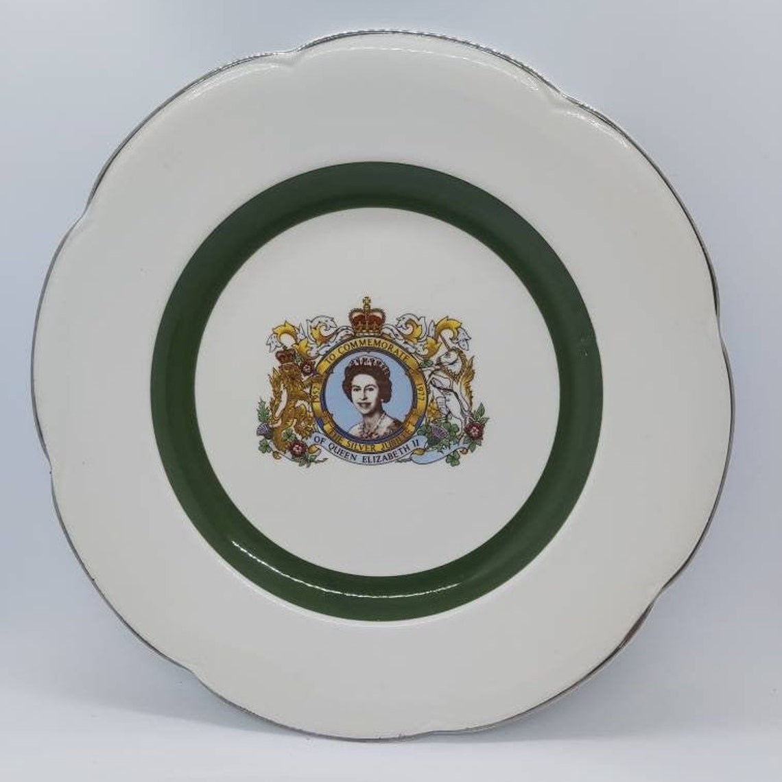 Silver Jubilee commemorative display plate Ascot service Etsy