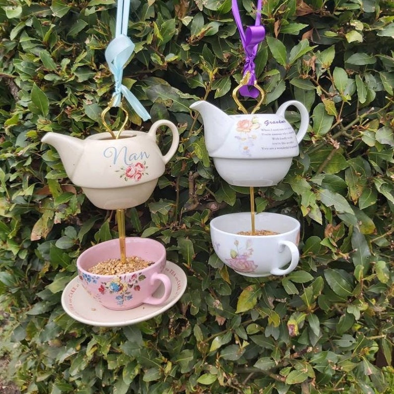 Teacup Bird Feeder Teapot Bird Feeder Choose Nan or Grandma Etsy UK