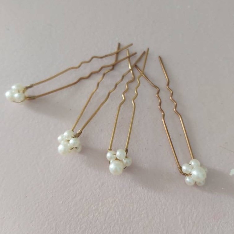 Bridal hair pins 4 faux pearl hair pins women's hair | Etsy