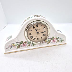 Vintage Aynsley Wild Tudor China Mantle Clock, Gold Gilding, Made