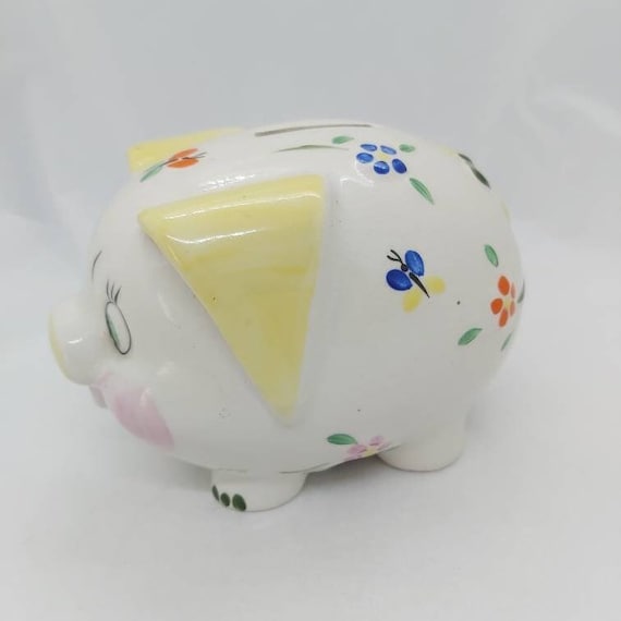 Vintage Ceramic Piggy Bank: Hand-painted Humpty Dumpty, 1950s