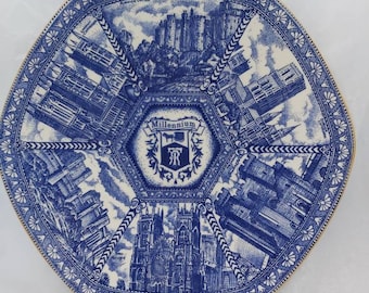 Ringtons Millennium Plate 記念プレート Ringtons Blue & White 2000 Millennium Plate | Hexagonal Vintage