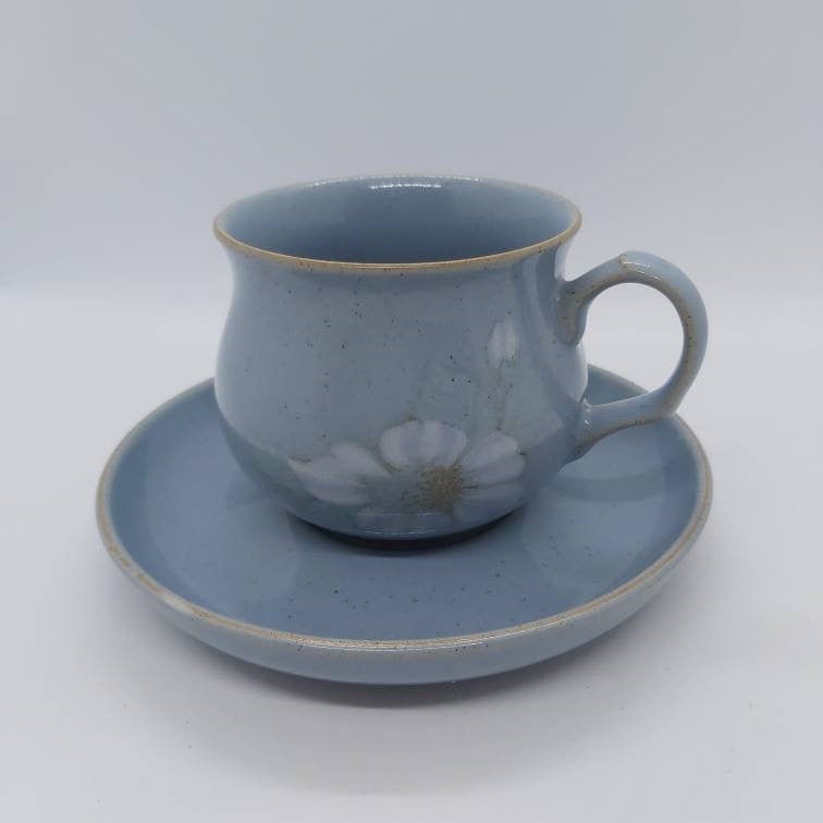 Denby pottery Denby Blue Dawn teacup and saucer vintage Etsy