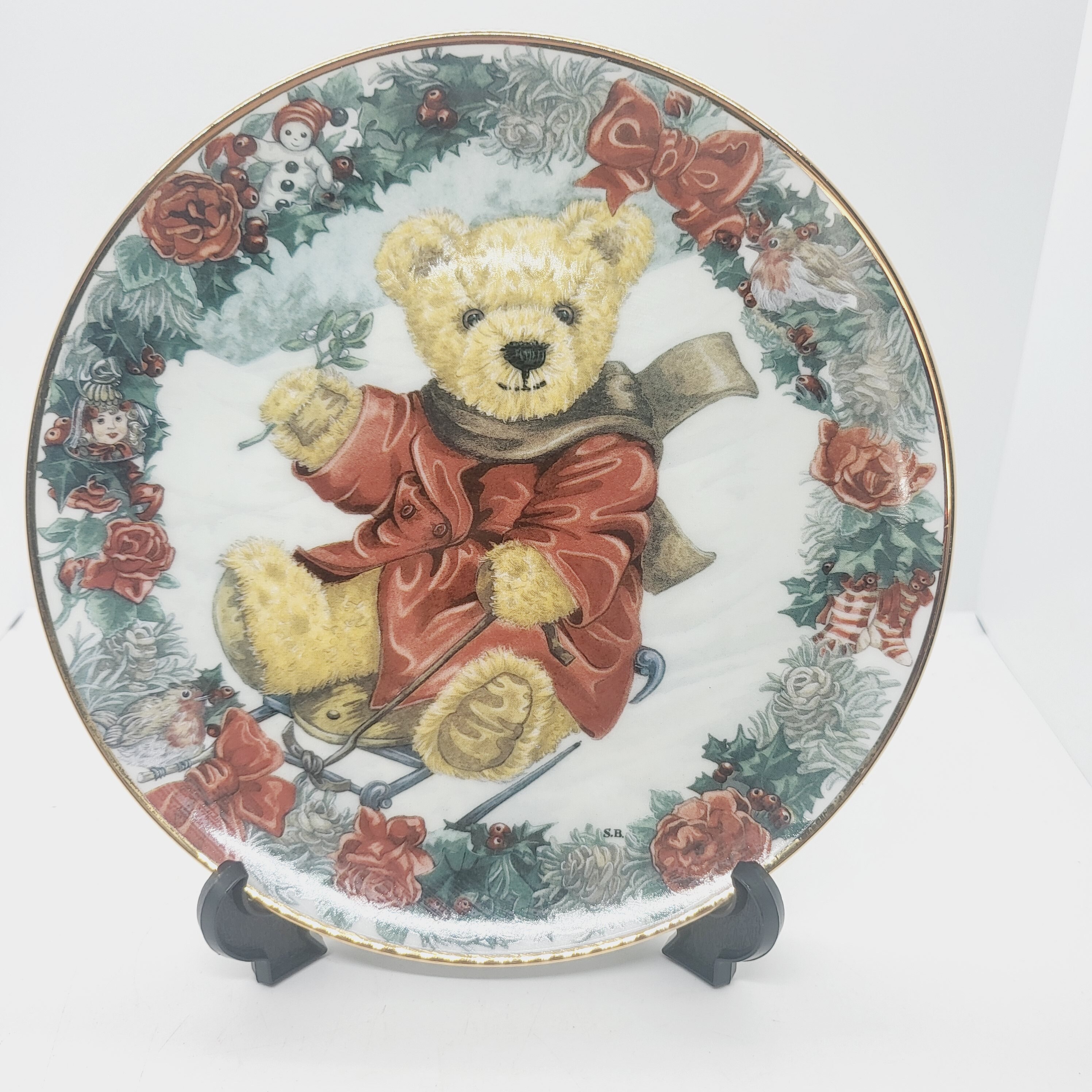 Franklin Mint Teddy Bear Collector Plate: 22k Gold Gilding