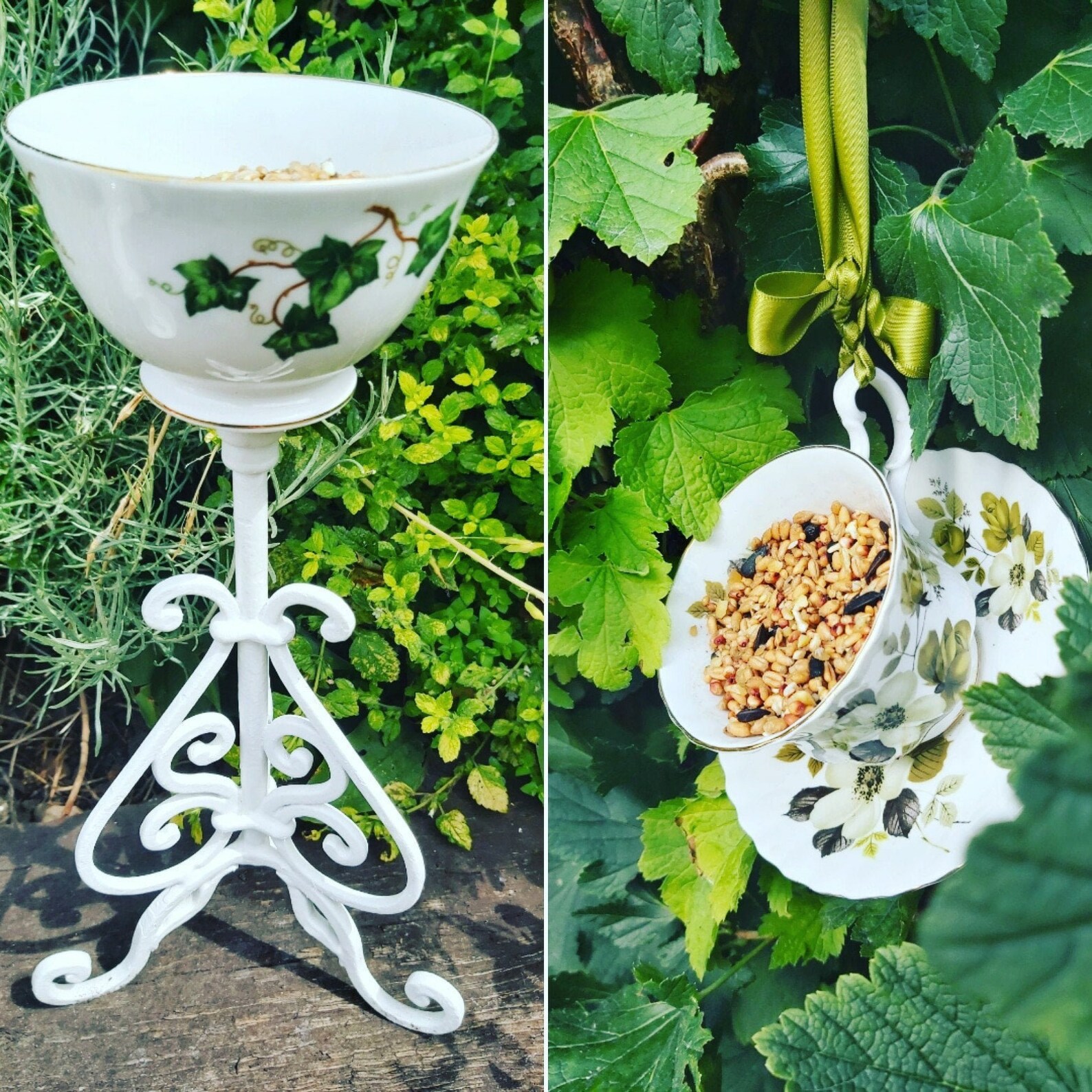 Teacup bird feeder stake bird feeder pole bird feeder Etsy