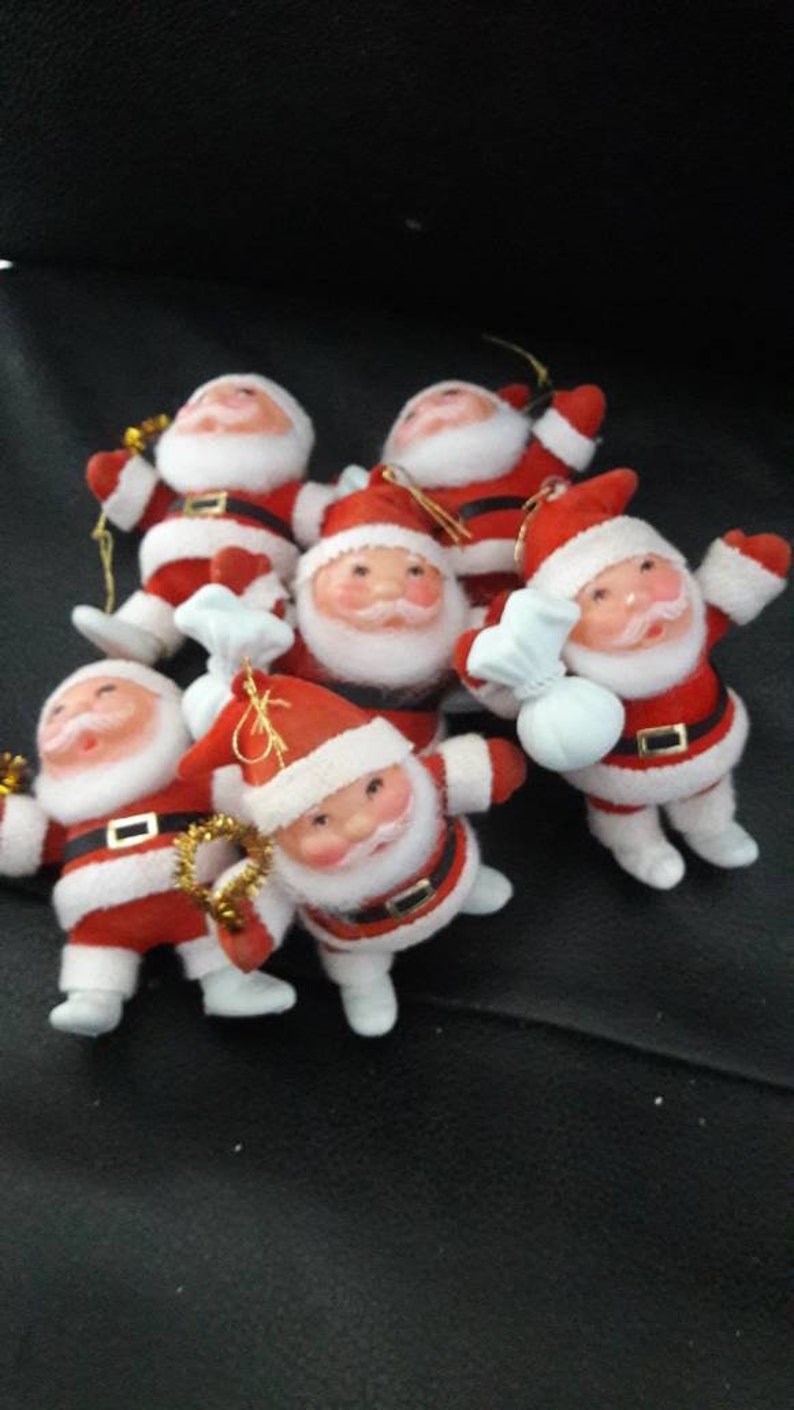6 Santa Christmas tree ornaments holidays decoration Father Christmas tree decor vintage festive xmas decor FREE UK SHIPPING
