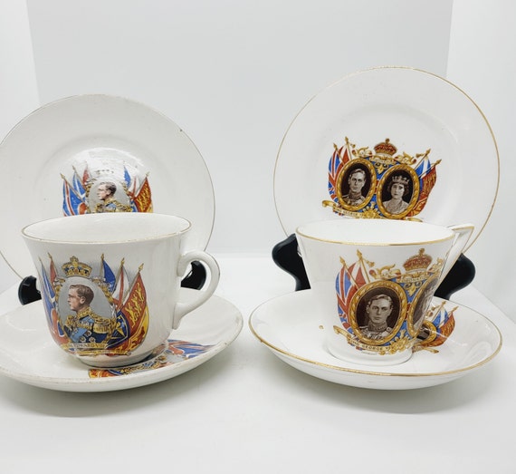 Vintage Coronation Teacup Trio: King Edward VIII or King George VI