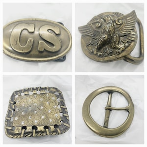 Vintage Brass Belt Buckle: Eagle, Civil War, Diamonte
