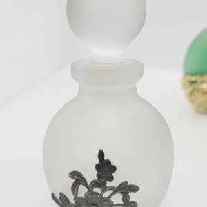 Frosted smoked glass small perfume bottle.