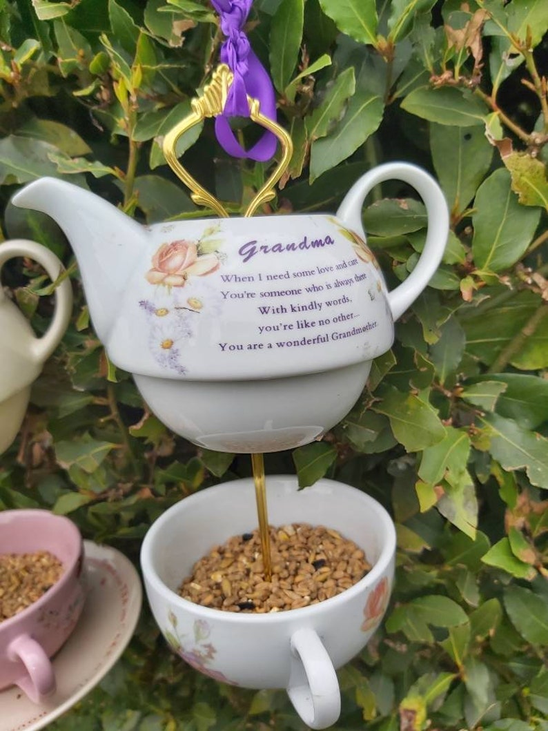 Teacup Bird Feeder Teapot Bird Feeder Choose Nan or Grandma Etsy UK