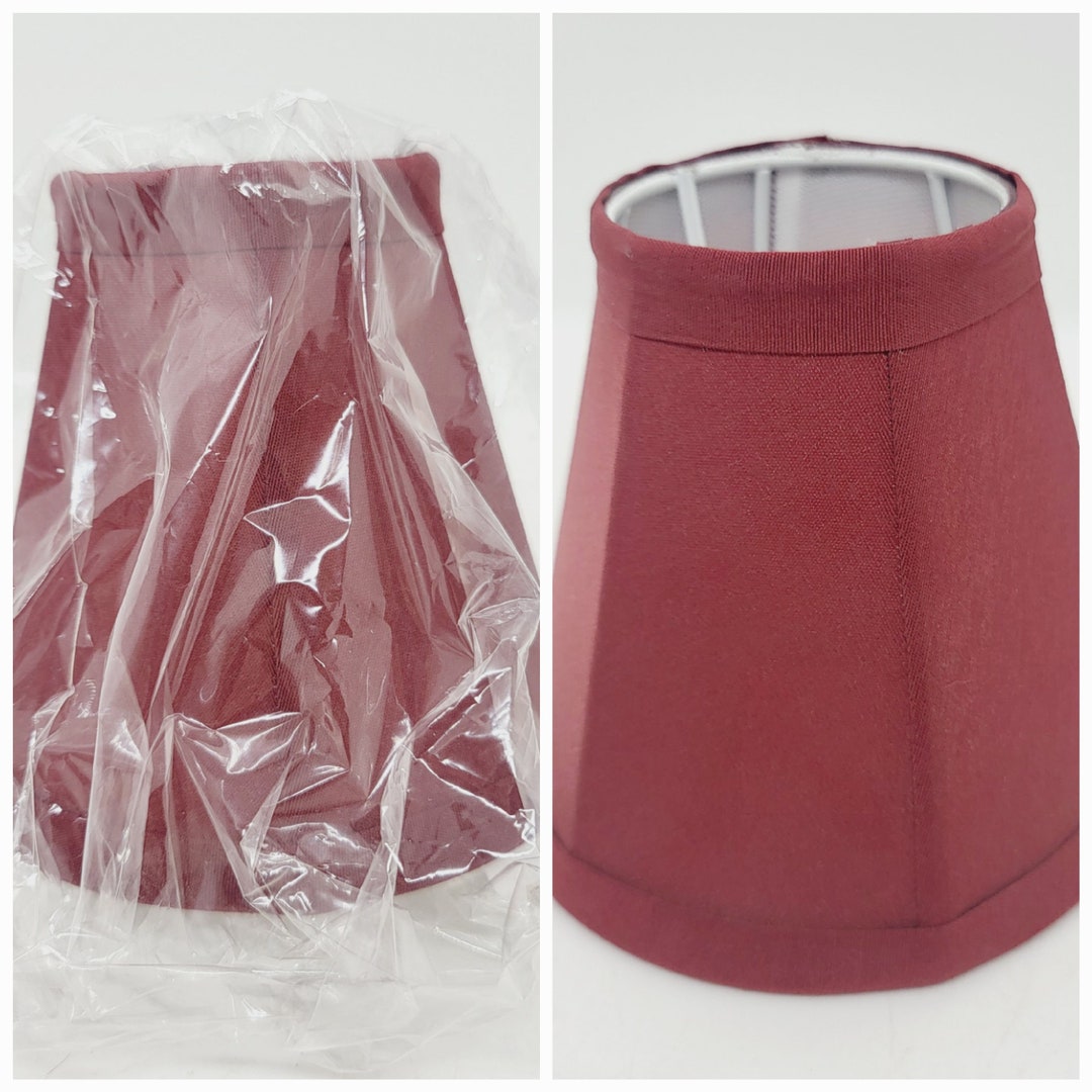 Candle Clip on Small Table Lamp Shade, Burgundy Red Wine Fabric Wall