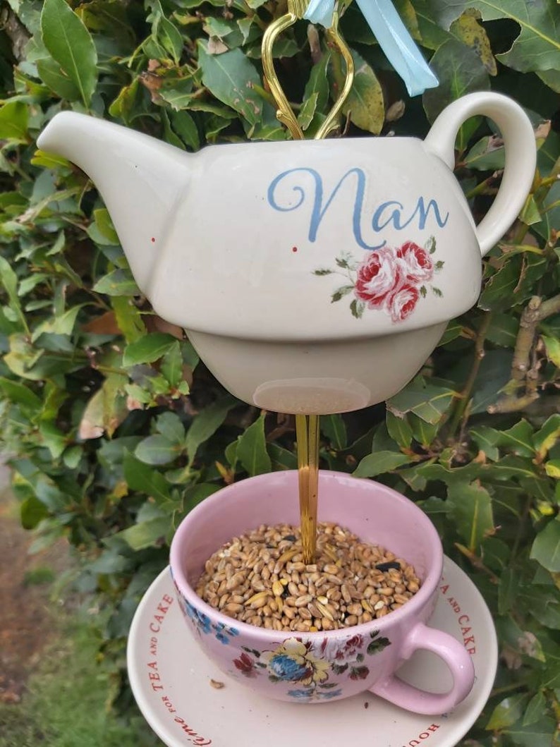 Teacup Bird Feeder Teapot Bird Feeder Choose Nan or Grandma Etsy UK
