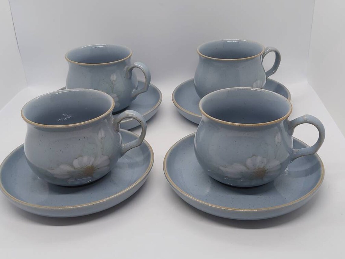 Denby pottery Denby Blue Dawn teacup and saucer vintage Etsy