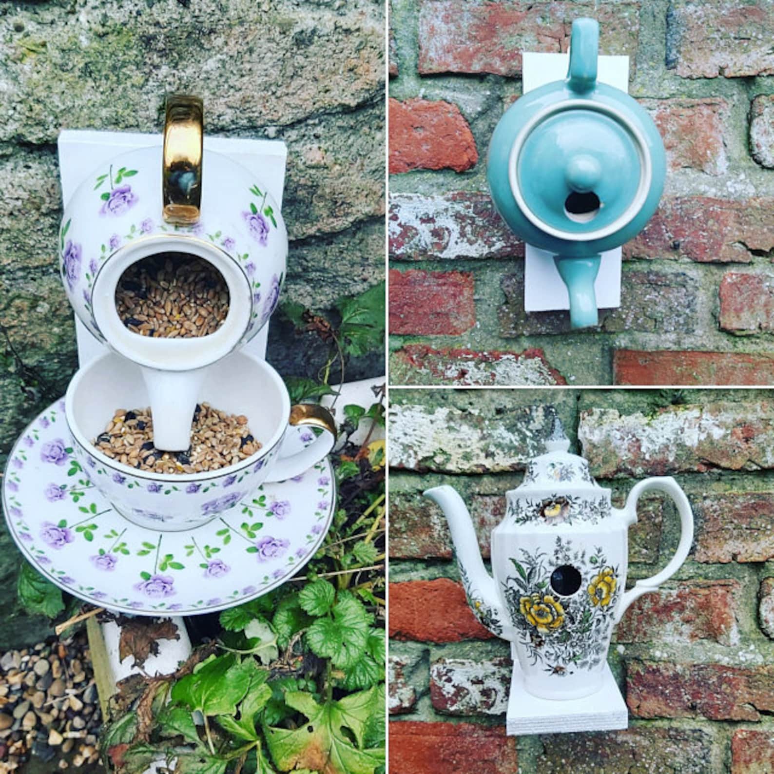 Teapot bird house garden wall decor ceramic bird house Etsy