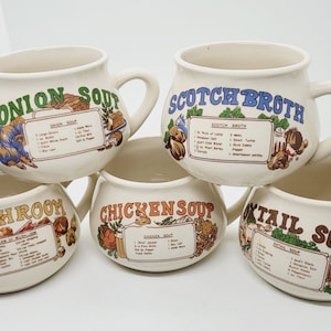 Vintage Recipe Soup Mug: Retro Handled Soup Bowl