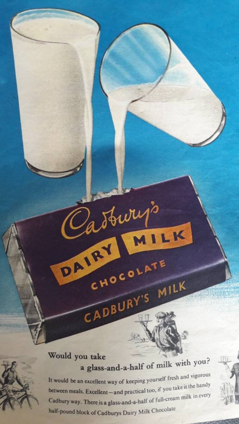 Cadbury dairy milk magazine advert 1950's collectible Etsy