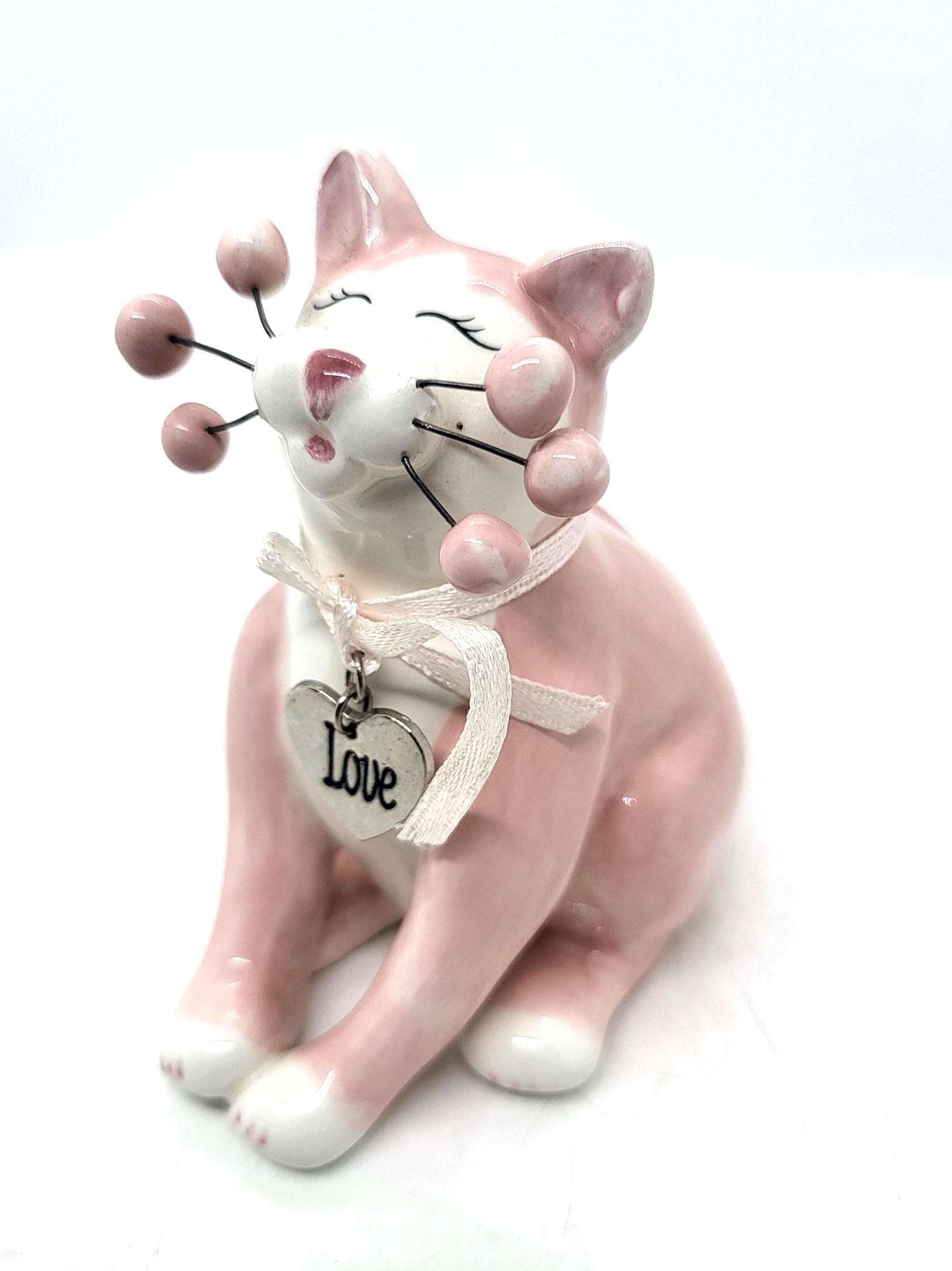 WhimsiClay by Amy Lacombe ヴィンテージ 猫 タオル地 Amy Lacombe Cat Figurine, Blue Black Swirl, Blue, Orange or