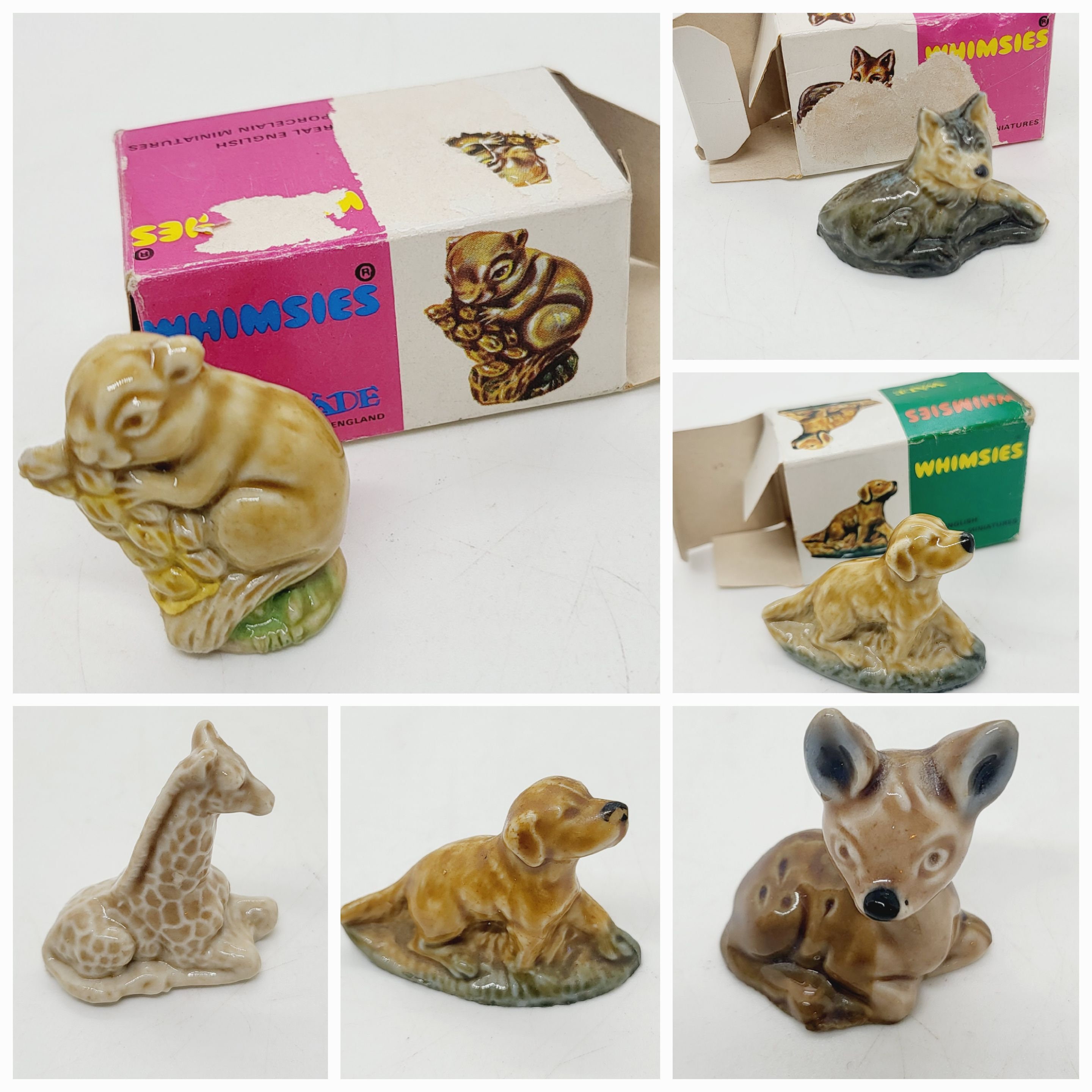 Vintage Wade Whimsies Figurine: Giraffe, Husky, Dolphin, Mouse