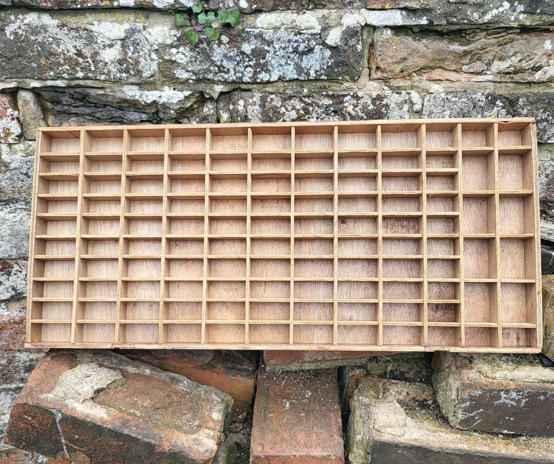 Sectioned Display Wooden Printer Tray, Type Box Letterpress Drawer, Sectioned Display ...