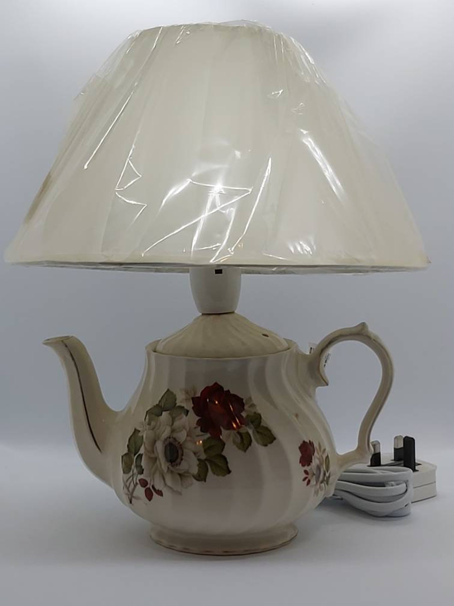 Teapot table lamp home lighting bespoke bedside light floral Etsy
