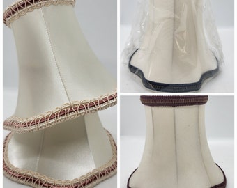 Vintage Candle Clip Lamp Shade: Ivory Satin with Trim
